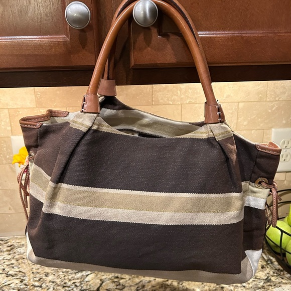 Kate Spade Stevie Brown And Beige Nylon Patent Trim Bag Tote, - Picture 2 of 10